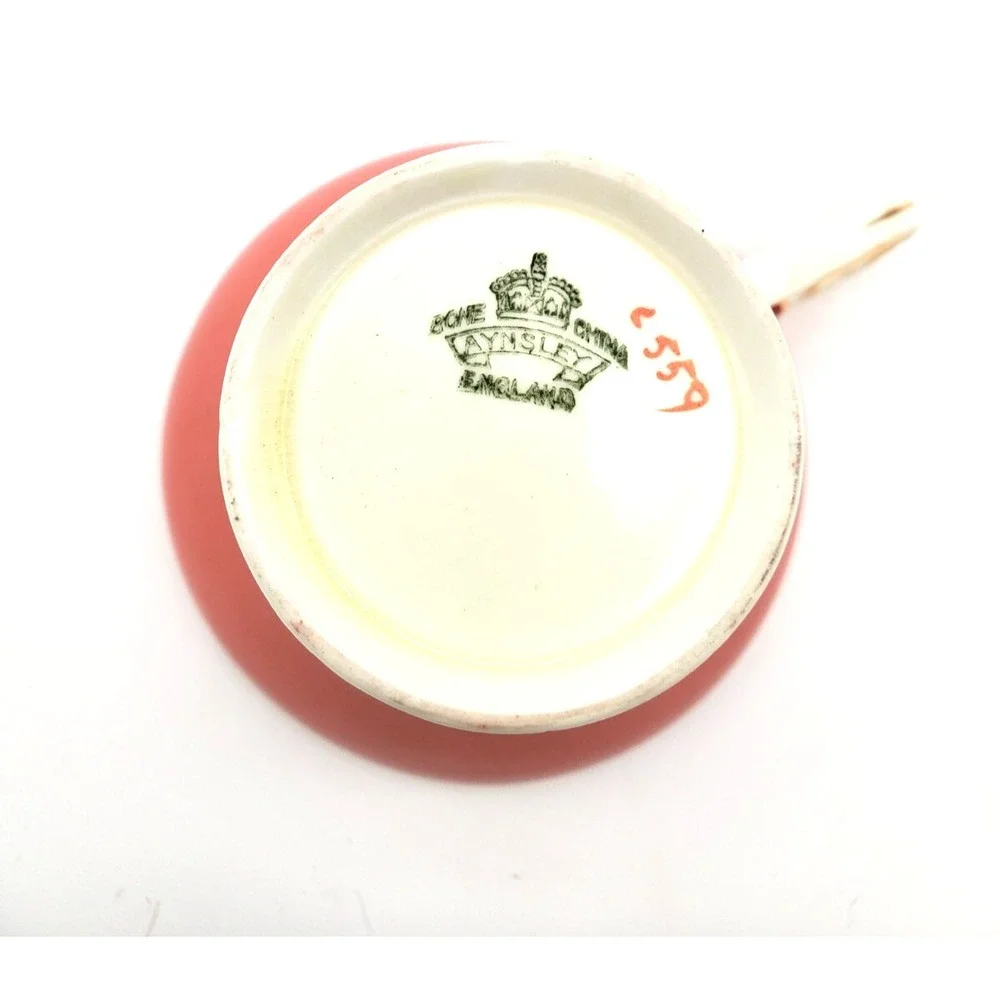 Vintage Aynsley Cup & Saucer #559 Orange & Gold Tone Tea Cup